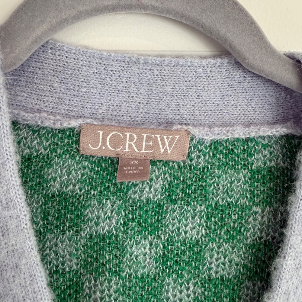 J. Crew Checkered V-neck cardigan sweater in brushed yarn - Picture 5 of 6